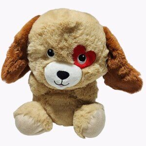 Valentines Day Puppy Dog 11 inch Plush Red Heart Brown Tan Stuffed Animal Toy